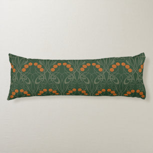 Jugendstil Orange Rosen und geschwungene Stiele Seitenschläferkissen