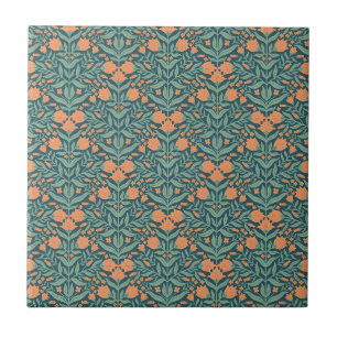 Jugendstil orange tulpenartige Blumengestaltung Fliese