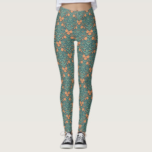 Jugendstil orange tulpenartige Blumengestaltung Leggings