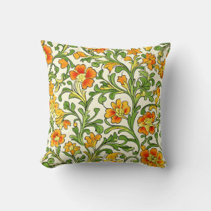 Jugendstil orange und gelbes Blumenmuster Kissen