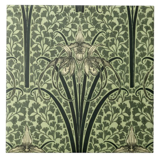 Jugendstil-Orchideen-Design Fliese (Vorderseite)