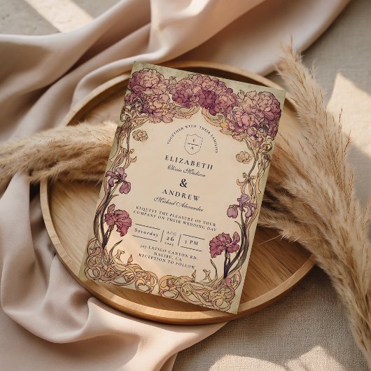 Jugendstil-Orchideen-Hochzeit Einladung