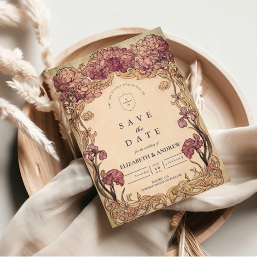 Jugendstil-Orchideen-Hochzeit Save The Date