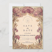 Jugendstil-Orchideen-Hochzeit Save The Date (Vorderseite)