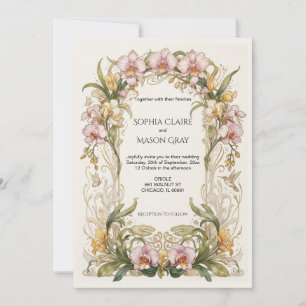 Jugendstil-Orchideen-Hochzeitseinladung Einladung