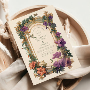 Jugendstil-Orchideenrahmen-Hochzeit Einladung