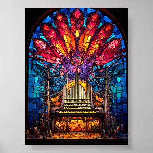 Jugendstil-Orgel-Buntglasdesign Poster (Vorne)