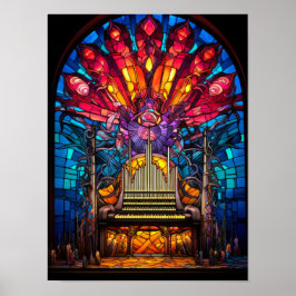 Jugendstil-Orgel-Buntglasdesign Poster