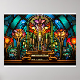 Jugendstil-Orgel-Buntglasdesign Poster