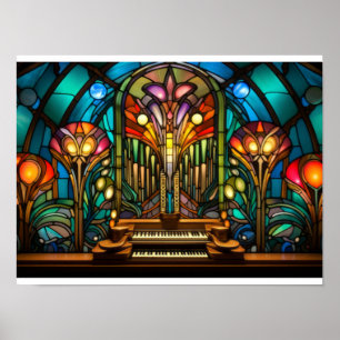 Jugendstil-Orgel-Buntglasdesign Poster