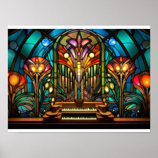 Jugendstil-Orgel-Buntglasdesign Poster (Vorne)