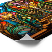 Jugendstil-Orgel-Buntglasdesign Poster (Ecke)