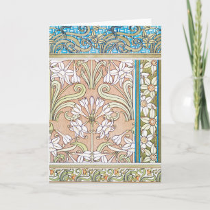 Jugendstil-Osterglocke Verneui Textil Floralkunst Karte