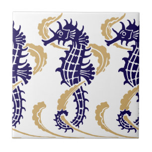 Jugendstil Ozean Strand Meer Seepferd Fries Fliese
