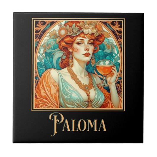 Jugendstil Paloma Fliese (Vorderseite)