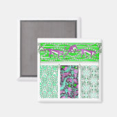 Jugendstil-Papagei-Affendschungel tropisches Desig Magnet (Vorderseite/Rückseite)