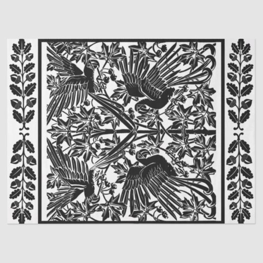 Jugendstil-Papageien Zeichnend Dekoupage Tissue Pa Seidenpapier (Vorderseite)