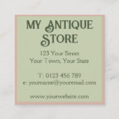 Jugendstil-Pasta Pink Green Square Business Card Quadratische Visitenkarte (Vorderseite)