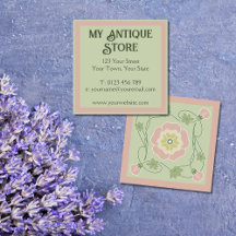 Jugendstil-Pasta Pink Green Square Business Card