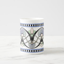 Jugendstil-Pastel-Muscheln, Lilien und Schwarze St Porzellantasse