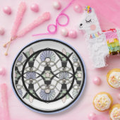 Jugendstil-Pastell-Muscheln, Lilien und Schwarze A Pappteller (Party)