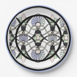 Jugendstil-Pastell-Muscheln, Lilien und Schwarze A Pappteller