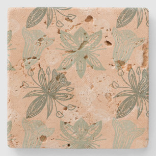 Jugendstil Pastell Pink Blume Vector Pattern Steinuntersetzer