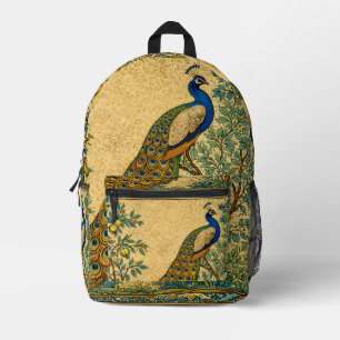 Jugendstil Pfau Botanische Illustration Bedruckter Rucksack
