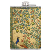 Jugendstil Pfau Botanische Illustration Flachmann (Rückseite)