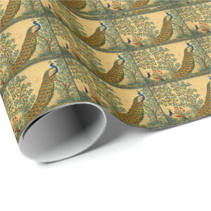 Jugendstil Pfau Botanische Illustration Geschenkpapier