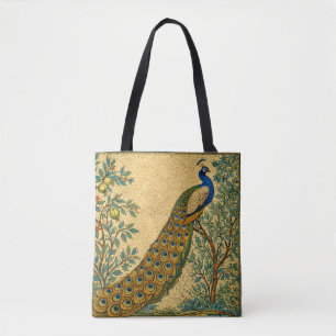 Jugendstil Pfau Botanische Illustration Tasche
