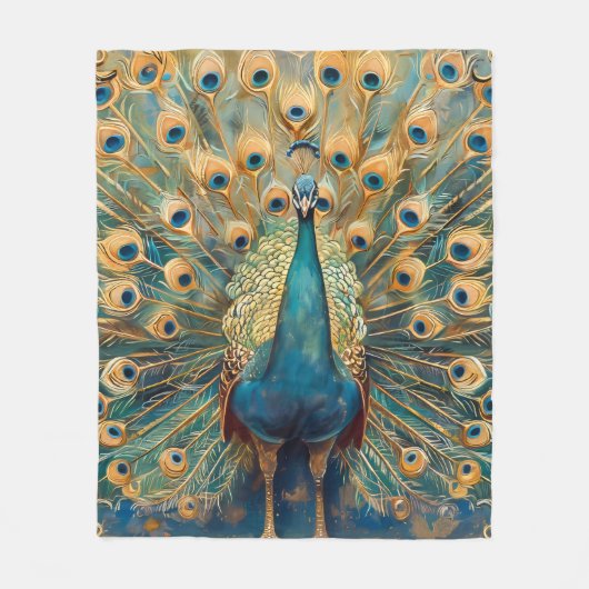 Jugendstil Pfau Fleecedecke (Vorderseite)