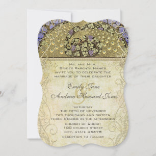 Jugendstil Pfau Hochzeit Einladung