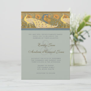 Jugendstil-Pfau-Hochzeitseinladung Einladung