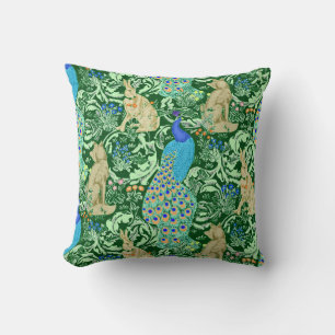 Jugendstil Pfau, Kobaltblau und Grün Kissen