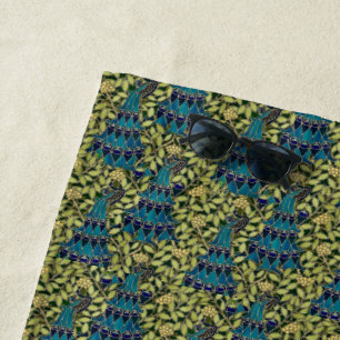 Jugendstil Pfau Nahtloses Muster Vintage Strandtuch
