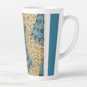 Jugendstil Pfau Textil Deco Verneuil Blau Milchtasse
