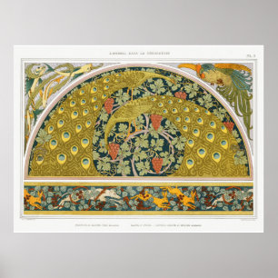 Jugendstil Pfau Tiere Weinreben verneuil Poster