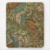Jugendstil-Pfau und Blume-Jacquard Mousepad (Vorne)
