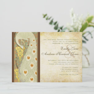 Jugendstil Pfau Vögel Hochzeitseinladung Einladung
