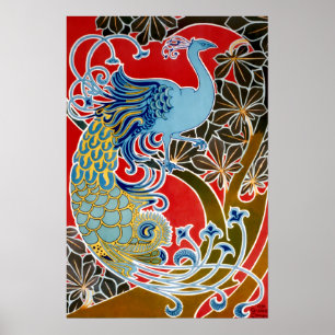 Jugendstil-Pfau von Gisbert Combaz von 1898 Poster