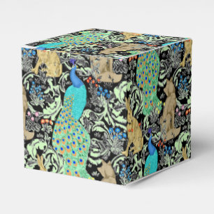 Jugendstil Pfauen Druck, Türkis & Neutrale Geschenkschachtel