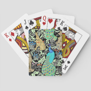 Jugendstil Pfauen Druck, Türkis & Neutrale Spielkarten