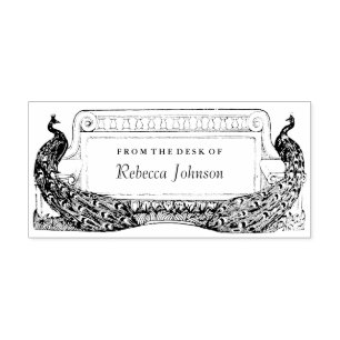 Jugendstil Pfauen Etikett oder Briefpapier Gummistempel
