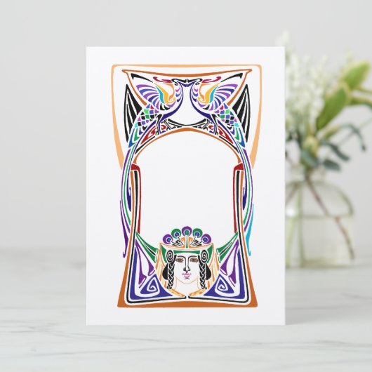 Jugendstil-Pfauendesign (Stehend Vorderseite)