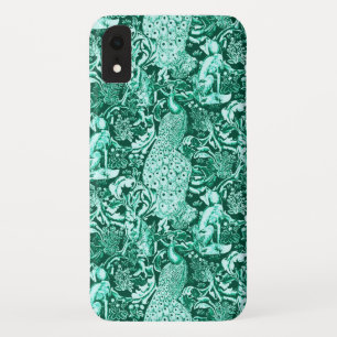Jugendstil-Pfauendruckerei, Türkis und Aqua iPhone XR Hülle