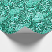 Jugendstil-Pfauendruckerei, Türkis und Aqua Geschenkpapier (Ecke)
