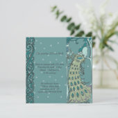 Jugendstil-Pfauenessen Einladung (Stehend Vorderseite)