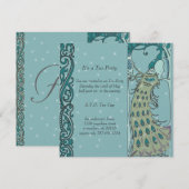 Jugendstil-Pfauenessen Einladung (Vorne/Hinten)