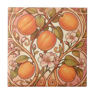 Jugendstil-Pfirsichblüten-Ornament Fliese